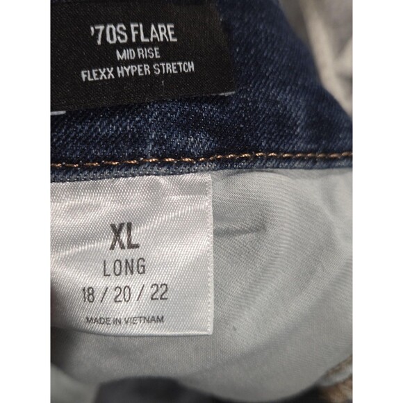 Express Jeans Womens XL 18/20/22 L Blue 70s Flare Mid Rise Flex Hyper Stretch - Picture 10 of 11
